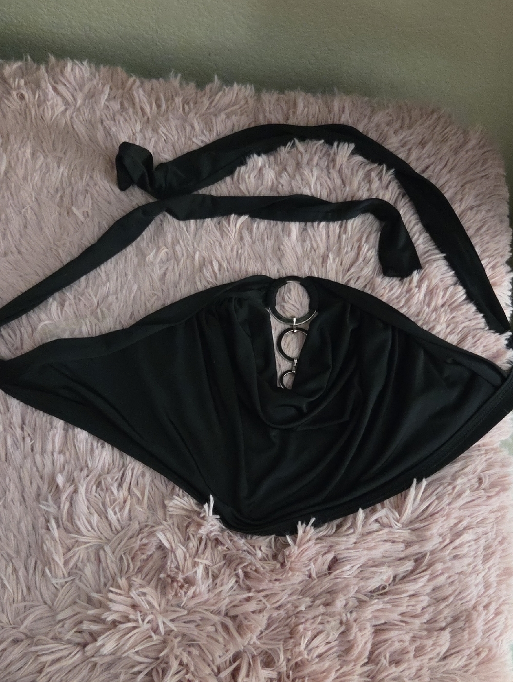 Vintage Forever 21 Black Halter Tube Top with Ring Accent M